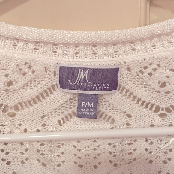 NWT JM Collection Cropped White Crocheted Shrug, size Petite Medium - Picture 3 of 3